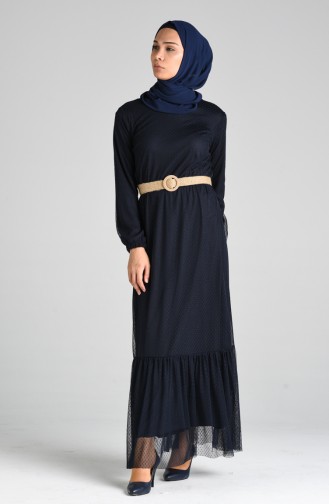 Navy Blue İslamitische Jurk 4467-02