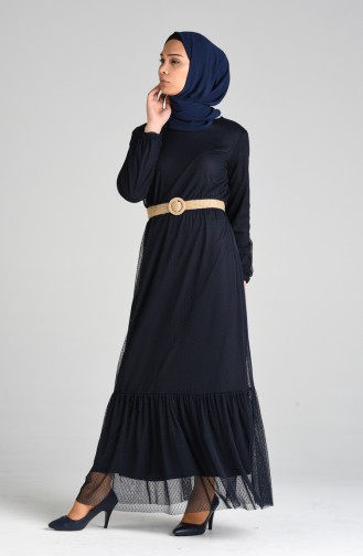 Dunkelblau Hijab Kleider 4467-02