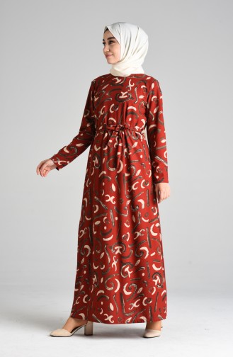 Ziegelrot Hijab Kleider 5709A-03