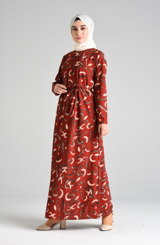 Ziegelrot Hijab Kleider 5709A-03