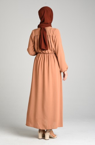 Milchkaffee Hijab Kleider 6131-07