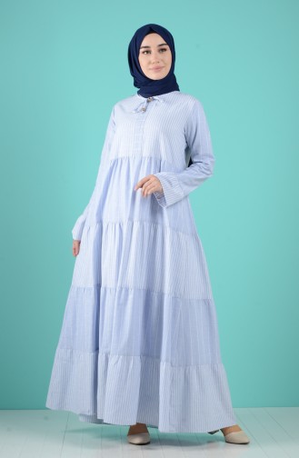Robe Hijab Bleu Bébé 8063-04