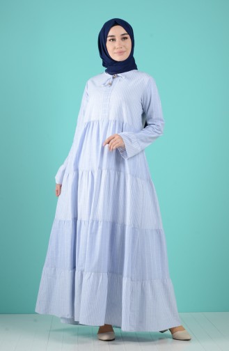 Baby Blue Hijab Dress 8063-04