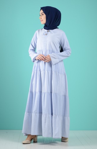 Baby Blue Hijab Dress 8063-04