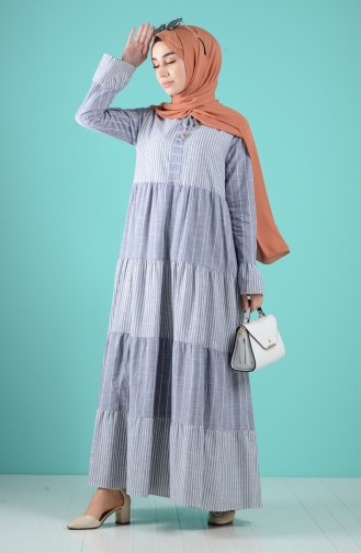 Grau Hijab Kleider 8063-05