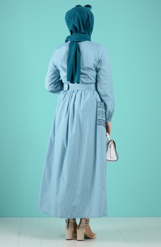 Petrol Hijab Dress 8076-01