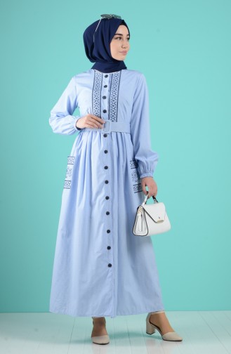 Robe Hijab Bleu Bébé 8076-03