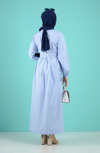 Robe Hijab Bleu Bébé 8076-03