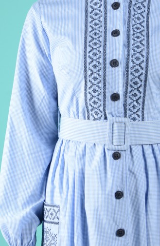 Robe Hijab Bleu Bébé 8076-03