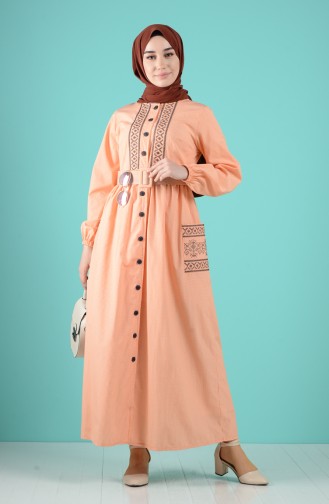 Lachsrosa Hijab Kleider 8076-04