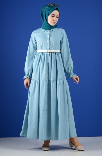 فستان أزرق زيتي 8077-03