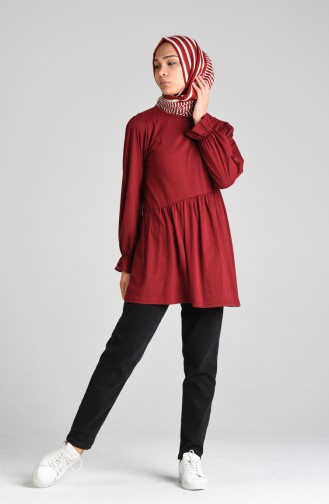 Kolu Lastikli Tunik 4002-03 Bordo