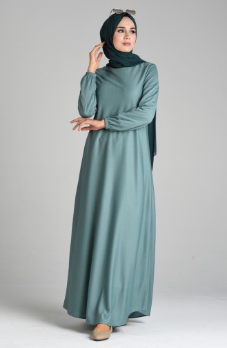Unreife Mandelgrün Hijab-Abendkleider 1907-07