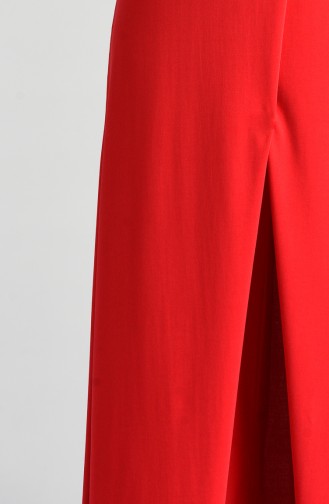 Beli Lastikli Tunik Pantolon ikili Takım 0041-01 Kırmızı