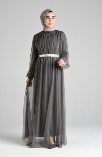 Dunkel-Grau Hijab-Abendkleider 4106-02