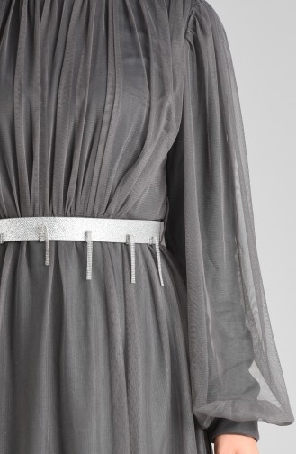 Dunkel-Grau Hijab-Abendkleider 4106-02