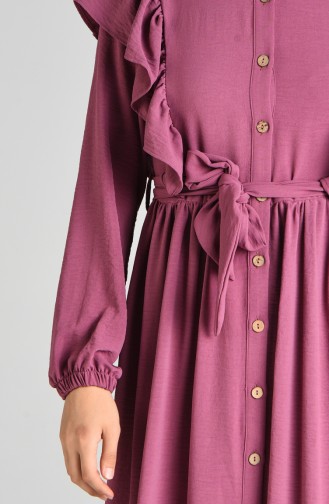 Buttoned Ruffled Dress 0374-04 Lilac 0374-04