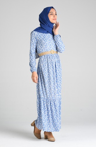 Blau Hijab Kleider 0376-02