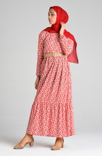 Rot Hijab Kleider 0376-04