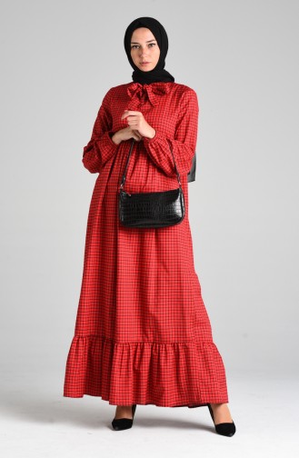 Balloon Sleeve Dress 1395-01 Red 1395-01