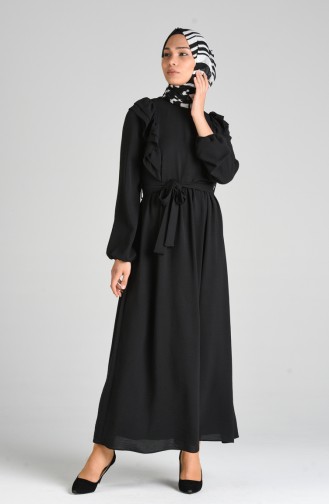 Schwarz Hijab Kleider 0918-06