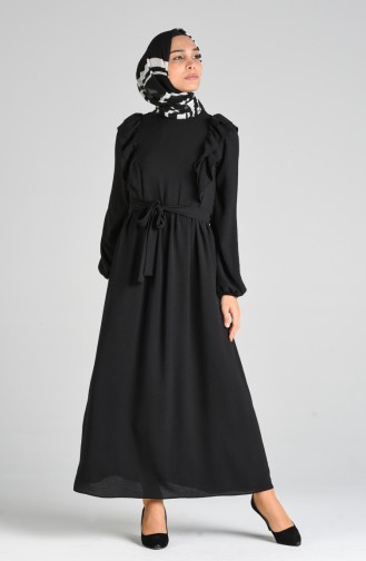 Schwarz Hijab Kleider 0918-06