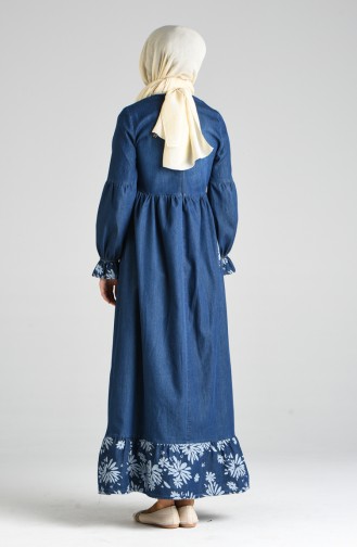 Navy Blue Hijab Dress 8054C-02