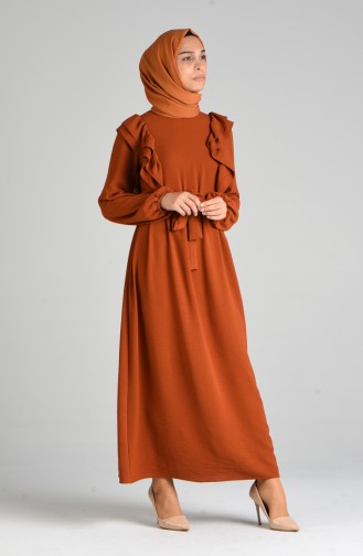 Ziegelrot Hijab Kleider 0918-02