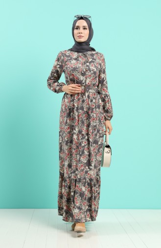 Grau Hijab Kleider 4541-05