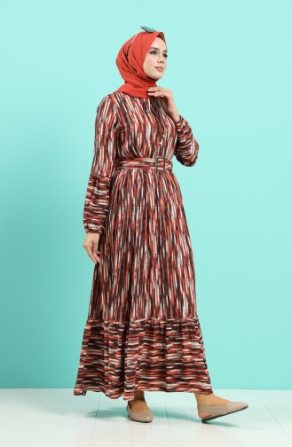 Viscose Striped Belt Dress 4545-04 Tile 4545-04