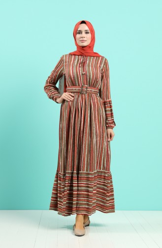 Ziegelrot Hijab Kleider 4546-05