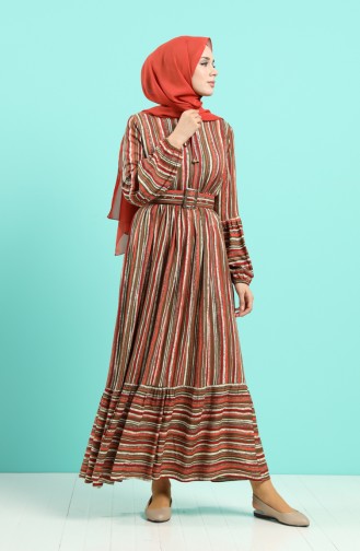 Ziegelrot Hijab Kleider 4546-05