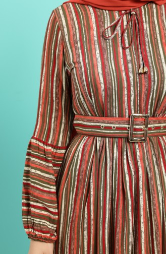 Viscose Striped Belt Dress 4546-05 Tile 4546-05