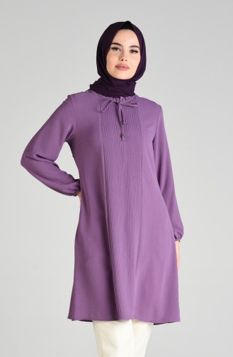 Nervürlü Tunik 2397-05 Lila