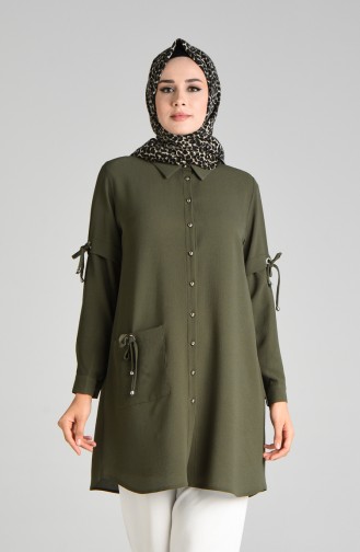 Düğmeli Tunik 6134-04 Haki