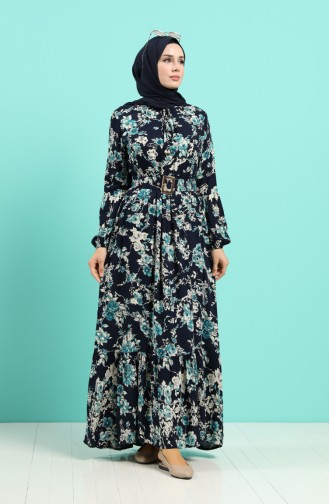 Dunkelblau Hijab Kleider 4540-02