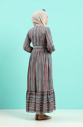 Viscose Striped Belt Dress 4546-04 Gray 4546-04
