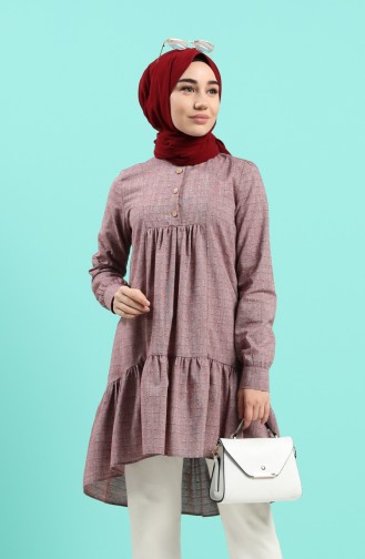 Düğmeli Tunik 8250-05 Bordo