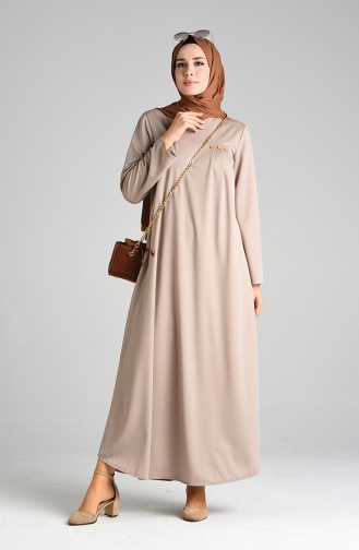 Pleated Dress 1908-02 Beige 1908-02