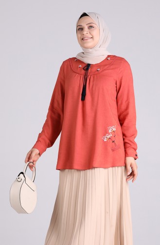 Ziegelrot Bluse 0235-04