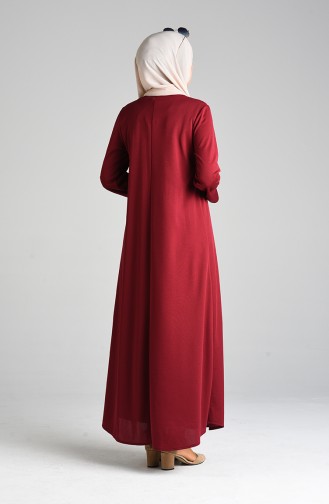 Pleated Dress 1908-03 Burgundy 1908-03