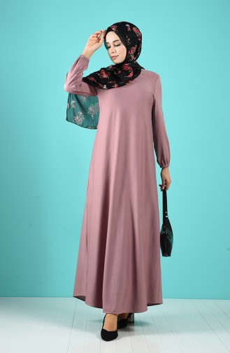 Beige-Rose Hijab-Abendkleider 1907-06