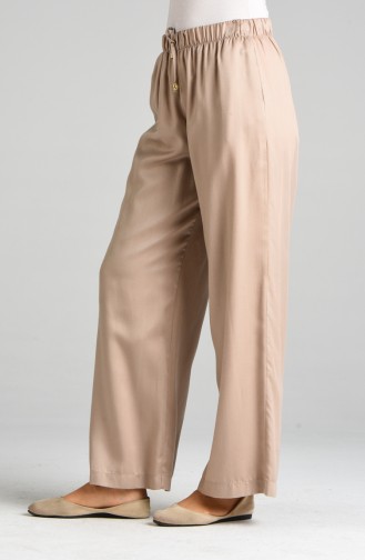 Elastic Waist Viscose Trousers 1019a-02 Beige 1019A-02