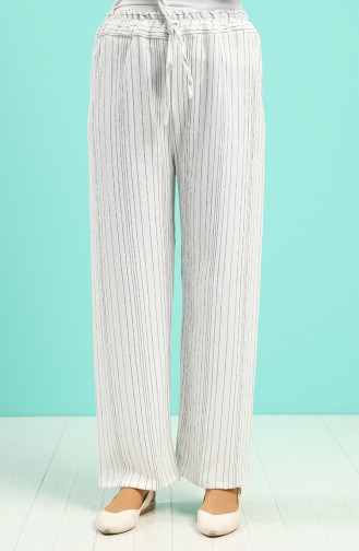Striped Wide Leg Trousers 5296g-01 White 5296G-01