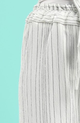 Striped Wide Leg Trousers 5296g-01 White 5296G-01