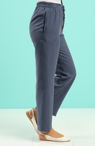 Tencel Fabric Trousers with Pockets 0171-10 Navy Blue 0171-10