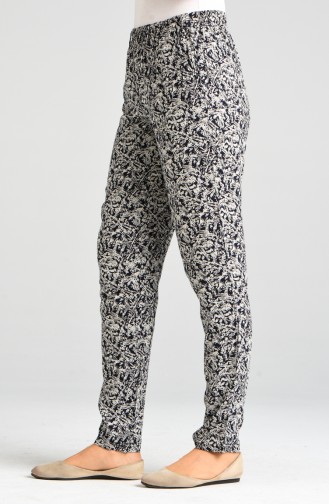 Patterned Viscose Trousers 1191-31 Black 1191-31