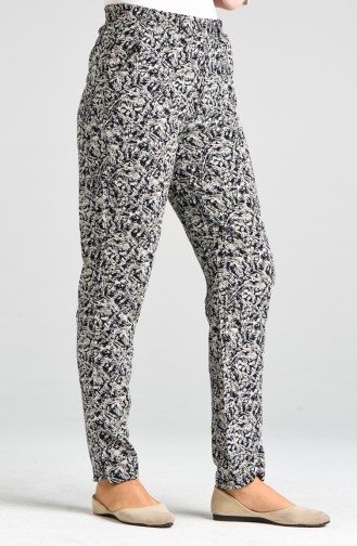 Patterned Viscose Trousers 1191-31 Black 1191-31