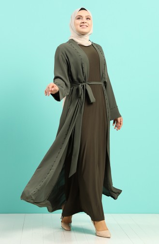 Plus Size Dress Abaya Double Suit 8007-03 Khaki 8007-03