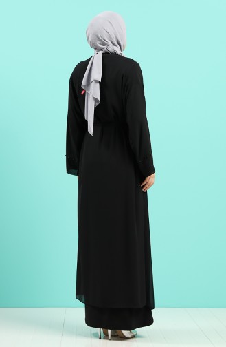Plus Size Dress Abaya Double Suit 8007a-01 Black 8007A-01